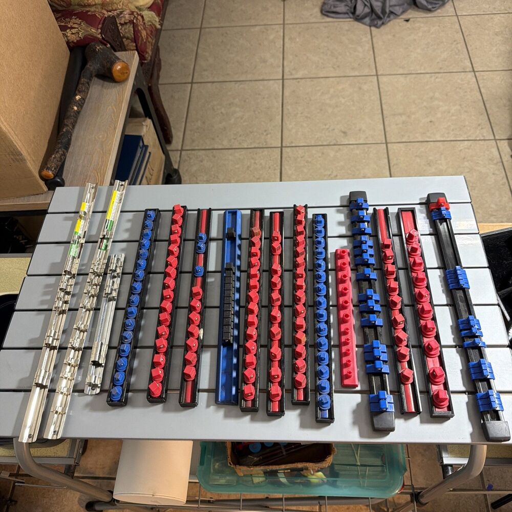 Socket Rail Organizer 3/8 1/4 Lot Of 16 Assorted